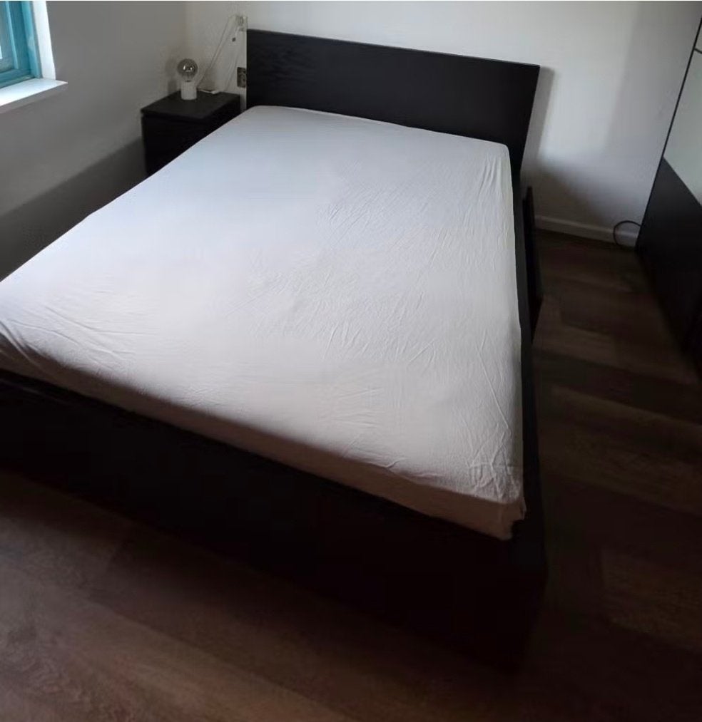 Zwart Malm bed Ikea 180x200, incl. 2 lades, Ophalen, Zwart, Tweepersoons, Zo goed als nieuw