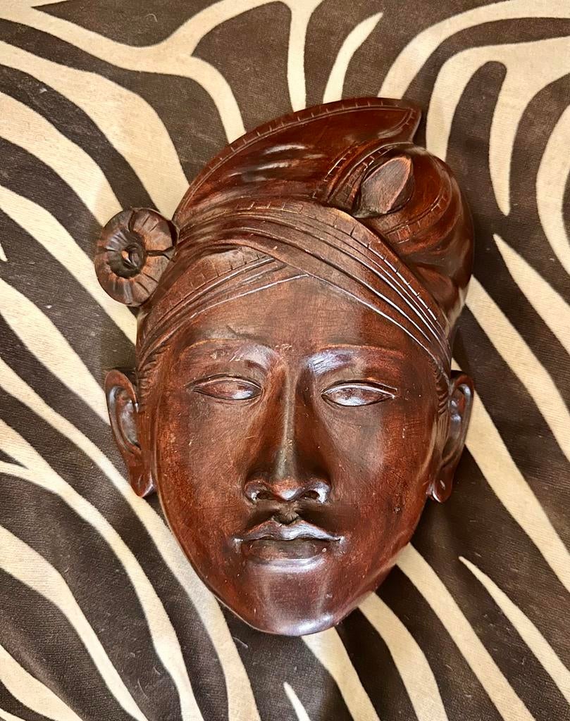 Fraai Javaans houten masker, ca. 1945/50. 25 cm H., Ophalen of Verzenden