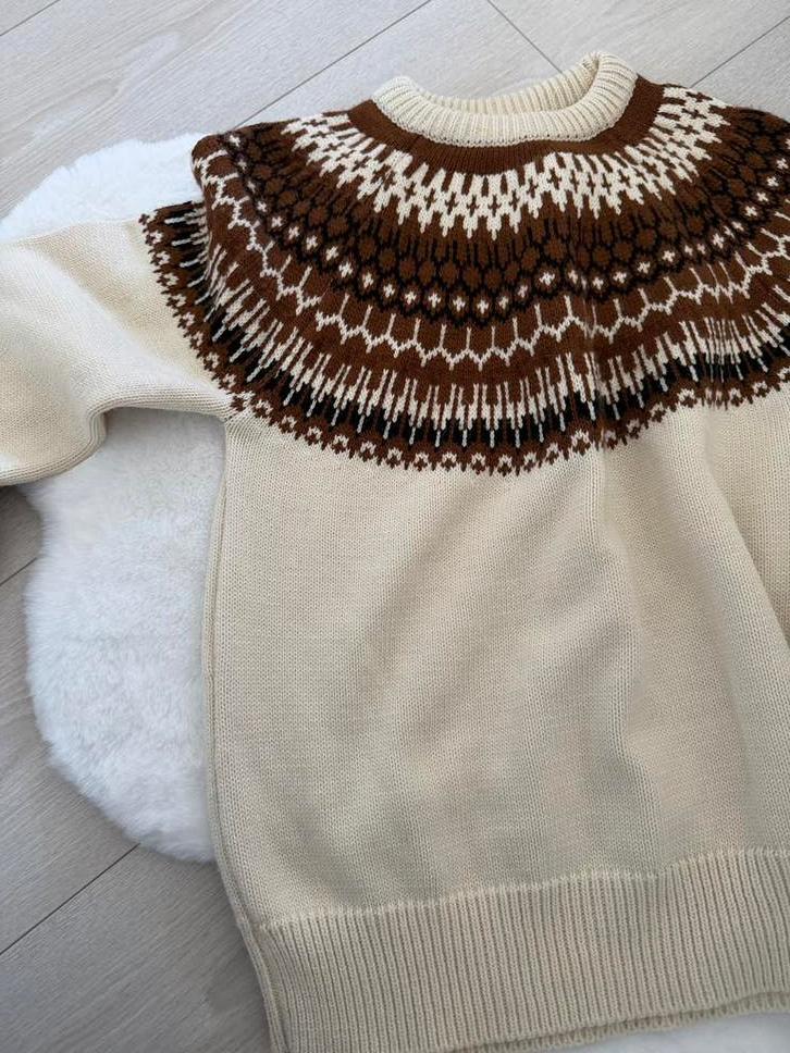 Trui met Noorse print en bontdetails, Kleding | Dames, Ophalen of Verzenden, Zo goed als nieuw, Maat 38/40 (M), Beige