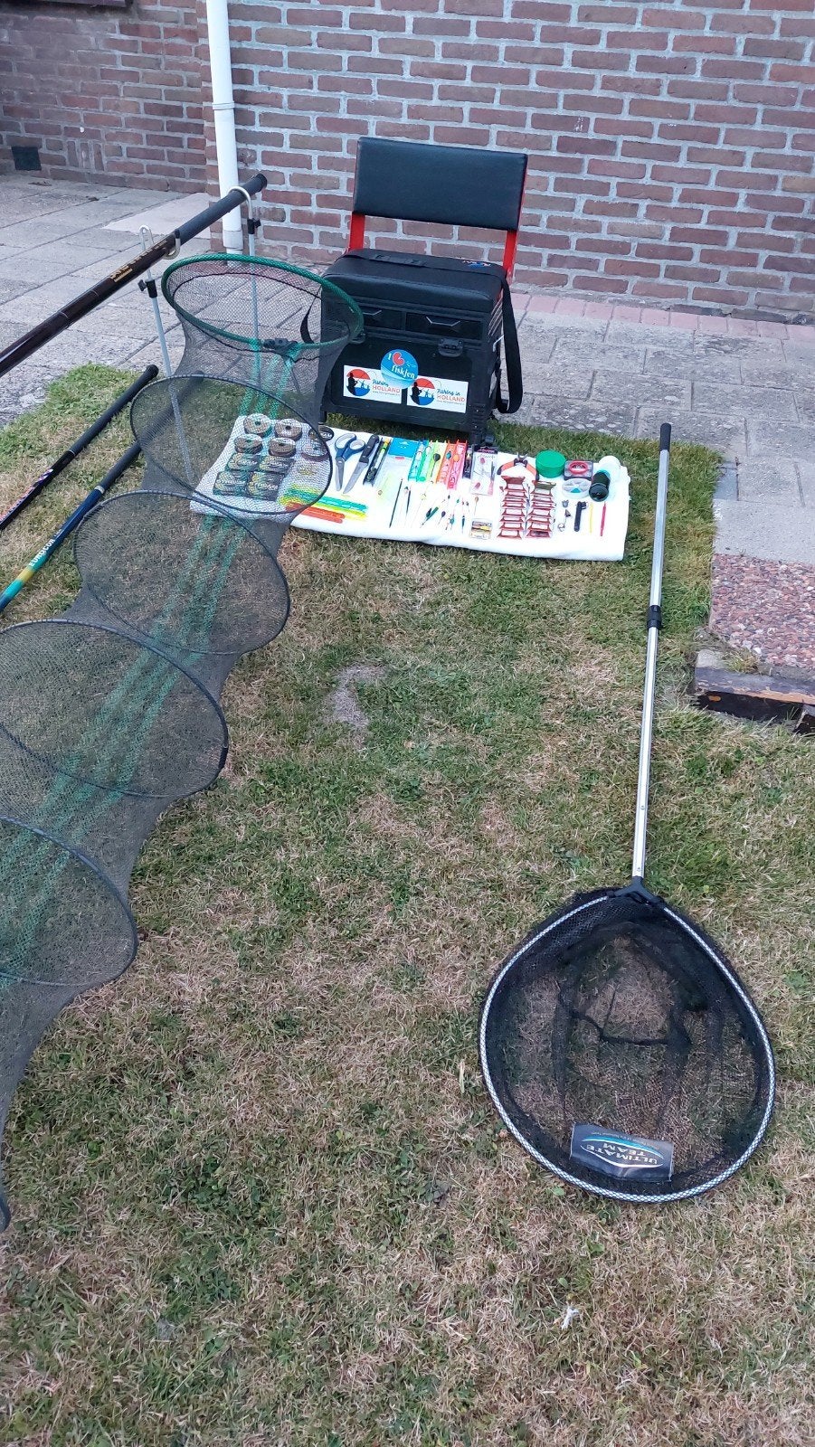 witvis set JVS zitkist 3 hengels Leefnet Schepnet enz.enz., Watersport en Boten, Hengelsport | Witvissen, Zo goed als nieuw, Complete set