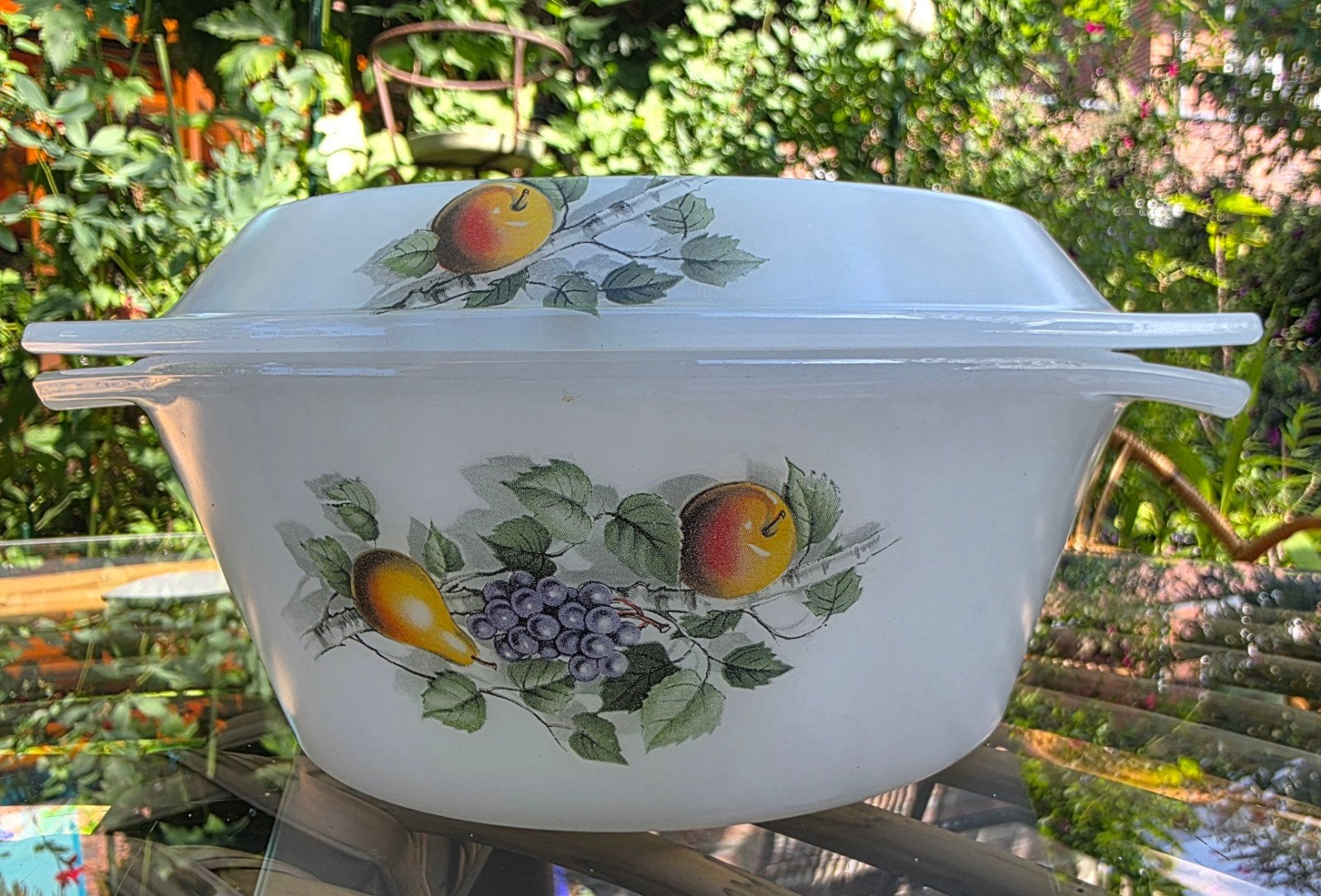 arcopal ovenschaal dekschaal met deksel vintage puntgaaf "70, Vintage, Ophalen of Verzenden, Glas, Schaal of Schalen