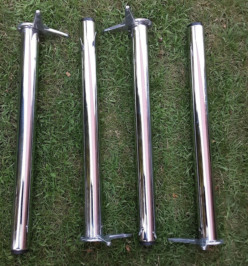 Tafelpoten 4 stuks verchroomd, Huis en Inrichting, Tafelonderdelen, Ophalen, Tafelpoot, Minder dan 50 cm, Gebruikt