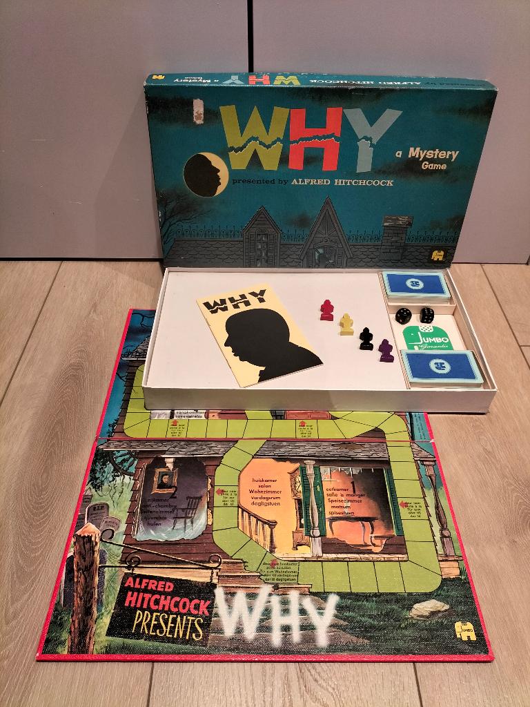 Why, a Mystery Game - Alfred Hitchcock - Jumbo 1962, Een of twee spelers, Ophalen of Verzenden, Gebruikt, Jumbo