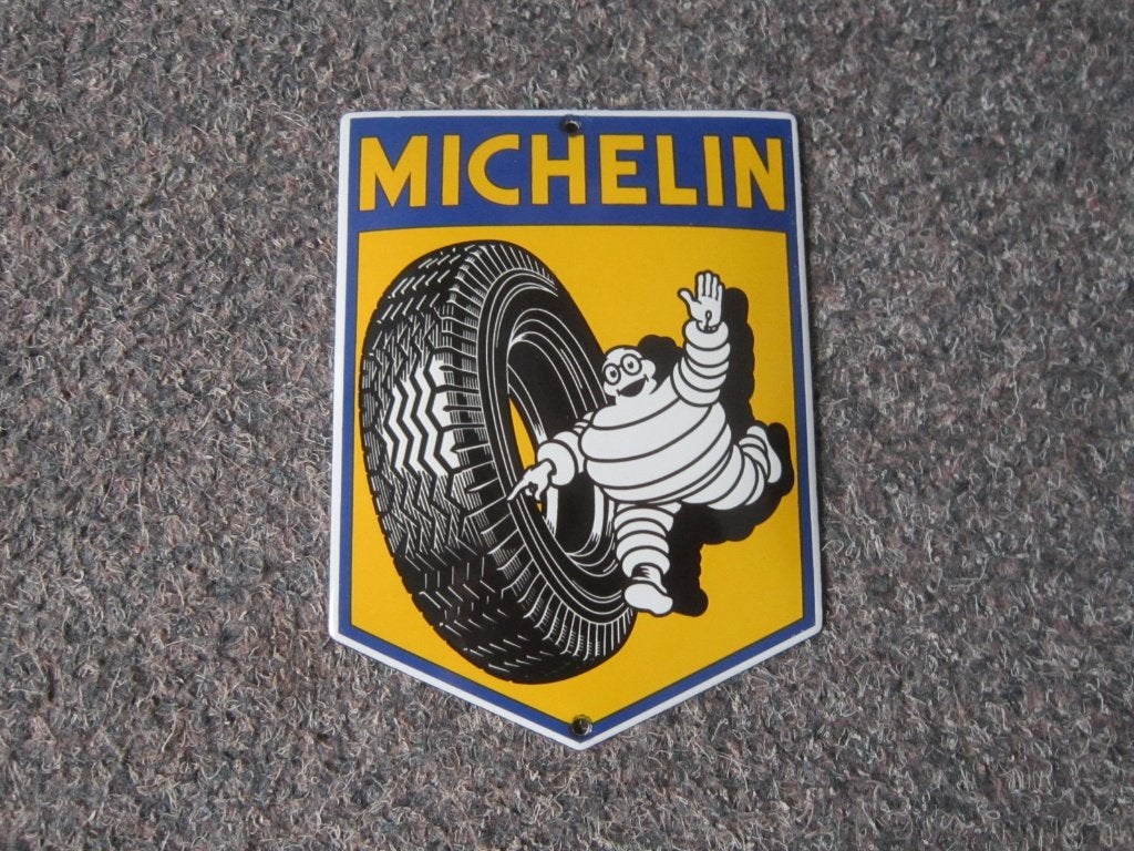 MICHELIN EMAILLE RECLAMEBORD, Ophalen, Zo goed als nieuw, Reclamebord
