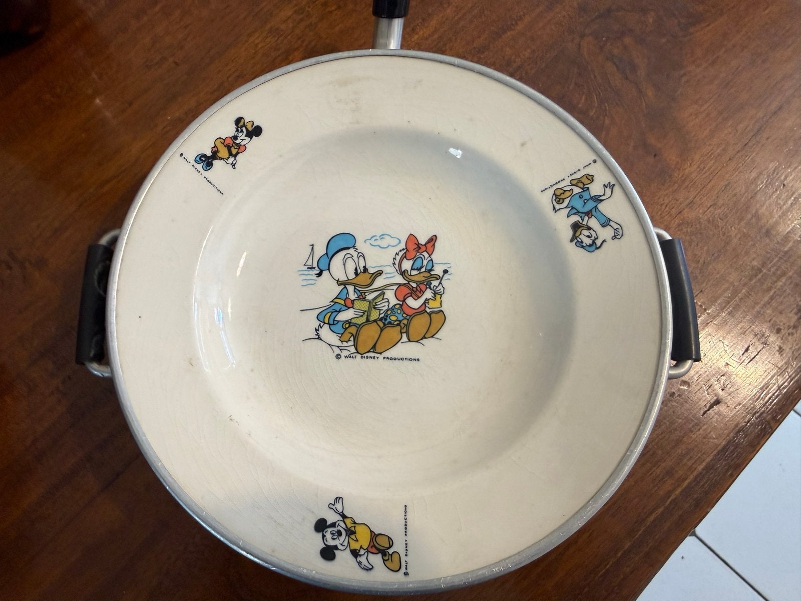 Vintage Donald Duck & Katrien warmhoudbord - voor 1984, Antiek en Kunst, Ophalen of Verzenden