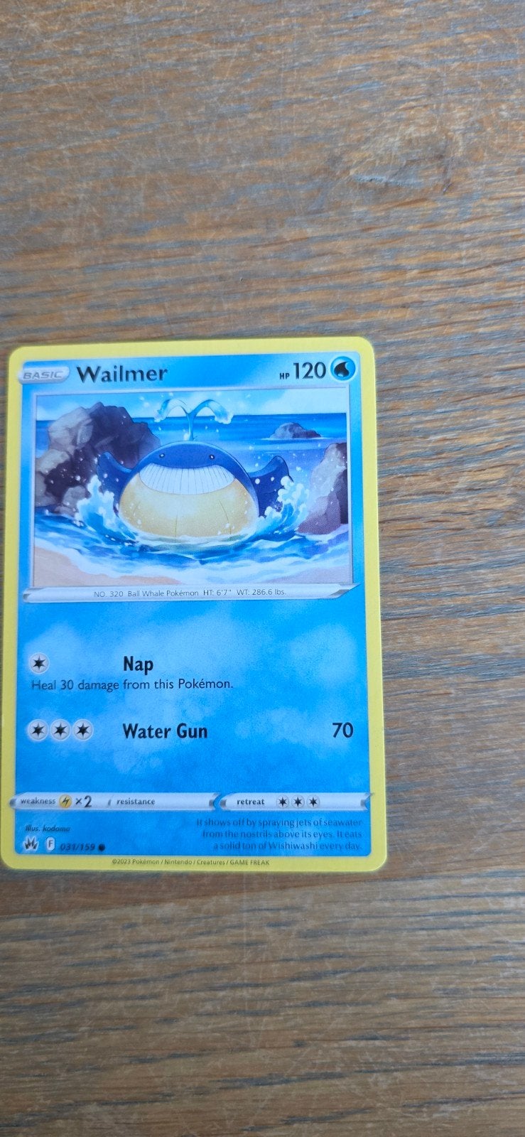 Wailmer Pokémon Kaart - Basic, HP 120, Ophalen of Verzenden, Zo goed als nieuw, Losse kaart