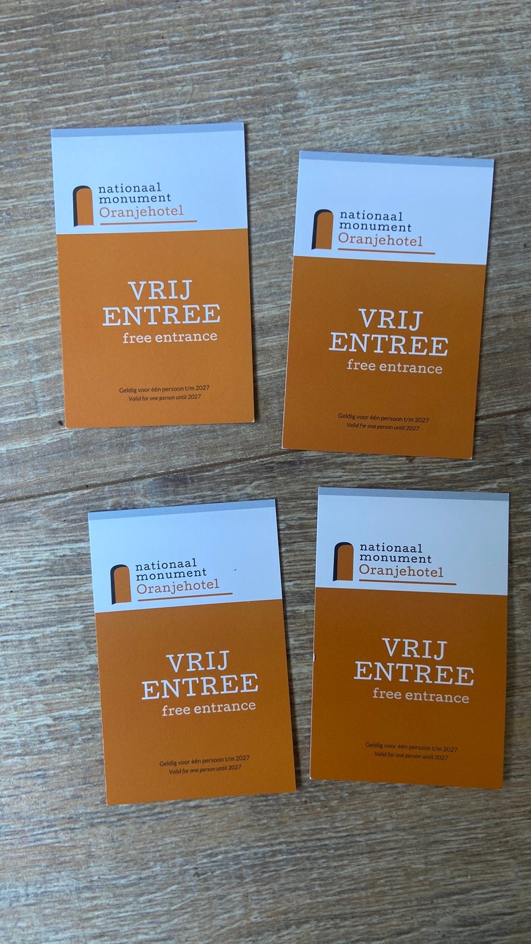 4 tickets nationaal monument oranjehotel Scheveningen, Tickets en Kaartjes, Musea, Twee personen, Ticket of Toegangskaart