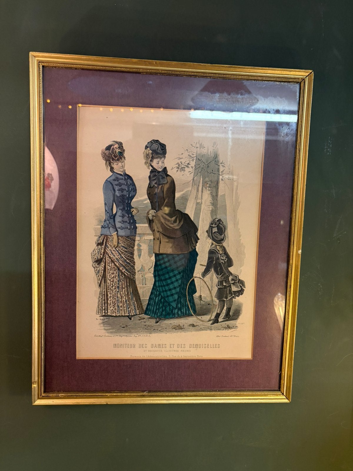 Prachtige Mooie Franse Damesmode prent in Gouden Lijst., Ophalen of Verzenden