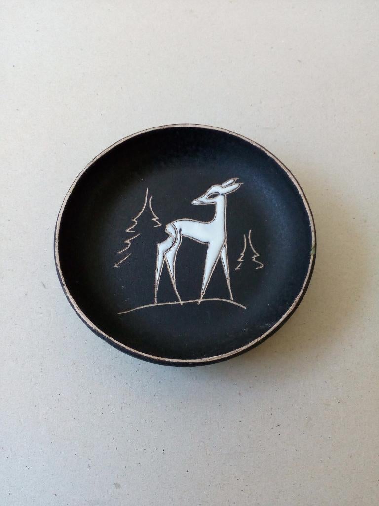 Vintage wandbordje.Ruska keramiek.A.C.Hertje.Jaren 50/60, Ophalen of Verzenden