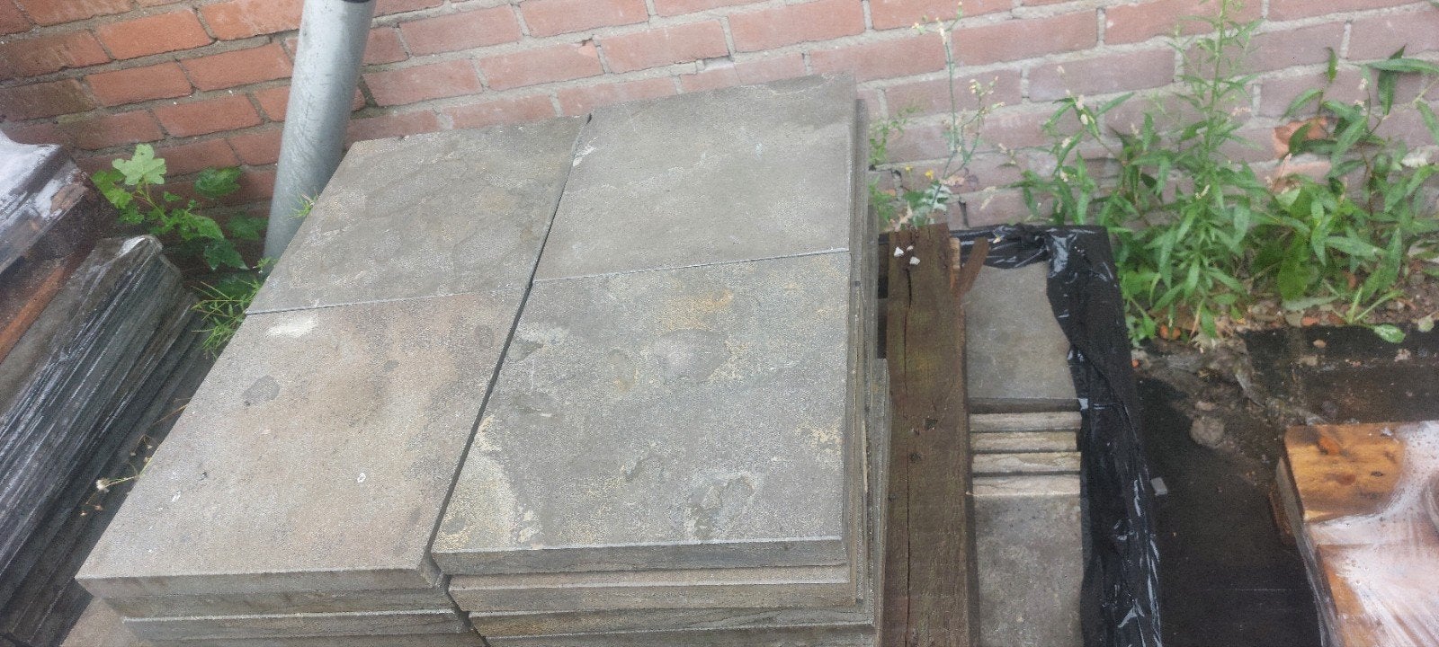 30 m2 Chinees hardsteen terrastegels, 30x30x3 cm. 300+ stuks, Ophalen, Gebruikt, Terrastegels, Natuursteen