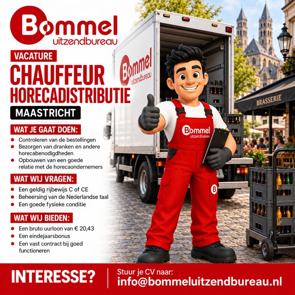 Chauffeur Horecadistributie, 33 - 40 uur, Vanaf 1 jaar, Vast contract