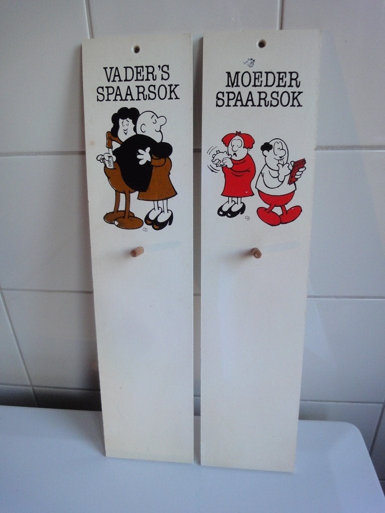 SPAARSOKHOUDER HOUT 2 STUKS, GRAPPIG, CURIOSA € 7,50, Ophalen of Verzenden