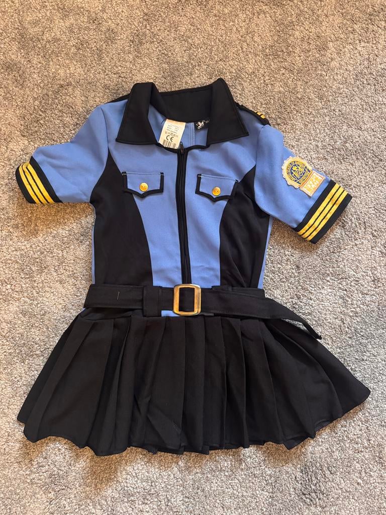 Carnaval politiejurk maat 128, Ophalen of Verzenden, Zo goed als nieuw, 122 t/m 128, Jongen of Meisje