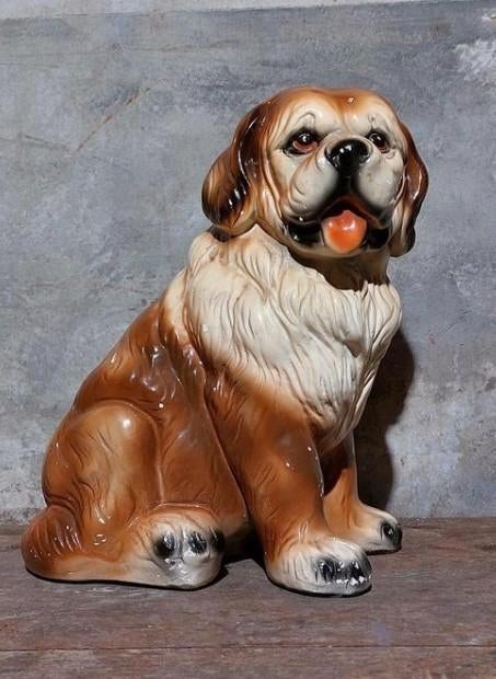 Oude vintage italiaanse Sint bernard hond beeld, Ophalen of Verzenden, Zo goed als nieuw, Dier