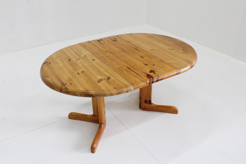 Vintage Deense ronde uitschuifbare eettafel wood jaren 60, Huis en Inrichting, Tafels | Eettafels, Gebruikt, 100 tot 150 cm, 100 tot 150 cm