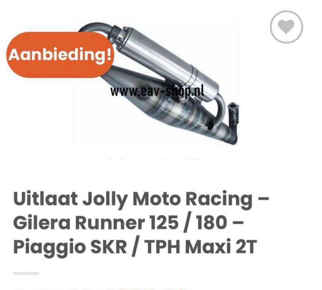 Jolly Moto uitlaat Gilera Runner 180cc, Fietsen en Brommers, Brommers | Tuning en Styling, Ophalen of Verzenden