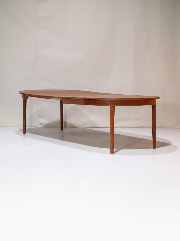 Uitschuifbare ronde eettafel teakhout vintage Deens, Ophalen, 100 tot 150 cm, -, -