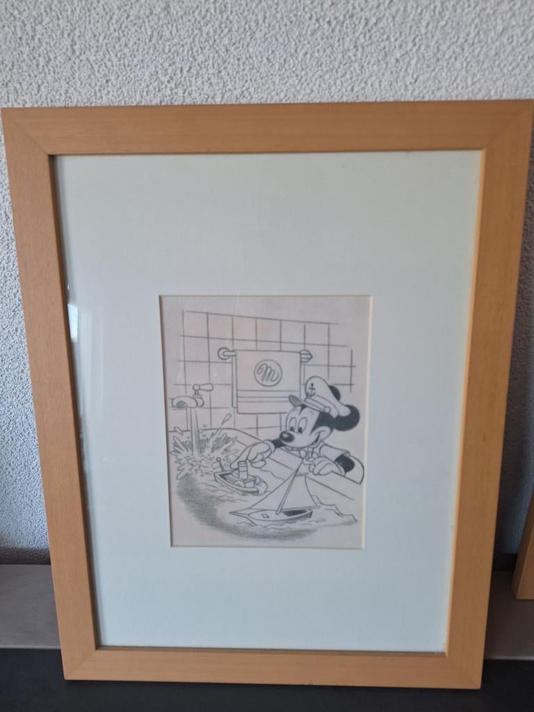 Mickey Mouse Schilderij Ingelijst, Antiek en Kunst, Kunst | Tekeningen en Foto's, Ophalen of Verzenden
