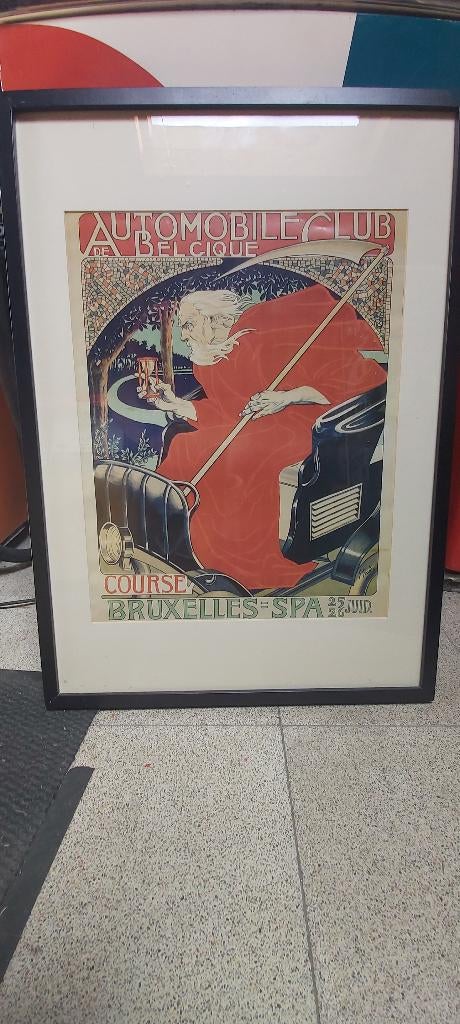 affiche/poster Belgische automobielclub rally Brussel Spa, Ophalen of Verzenden
