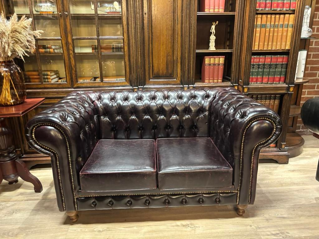 Chesterfield set 2 zits & fauteuil, Huis en Inrichting, Banken | Bankstellen, Ophalen, Overige materialen, Info@chesterfieldjunkie.nl