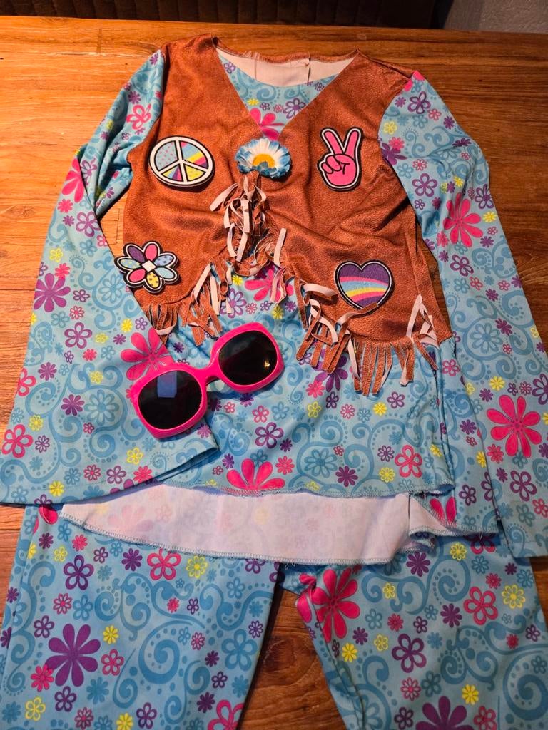 Verkleedkleding, Flower Power, Hippie. 10-12 jaar, Kinderen en Baby's, Ophalen of Verzenden, Gebruikt, 134 t/m 140, Meisje