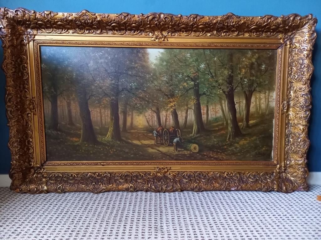 Antiek schilderij 60 bij 100 cm., Ophalen of Verzenden