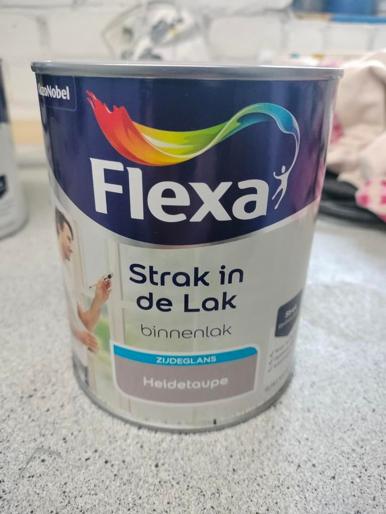Flexa heidetaupe zijdeglans 10 stuks nieuw, Ophalen of Verzenden, Nieuw, Wit, Lak