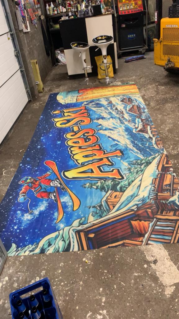 Unieke grote apres-ski spandoek, Ophalen, Zo goed als nieuw, Deurposter of groter, Overige onderwerpen
