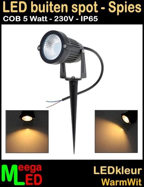 LED spot grondspot LEDspot spies spike pin 5W 230V Warmwit, Ophalen of Verzenden, Led, LED Grondspot op Spies, Metaal of Aluminium