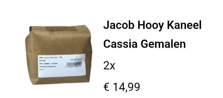 JACOB HOOY CASSIA KANEEL, Ophalen of Verzenden