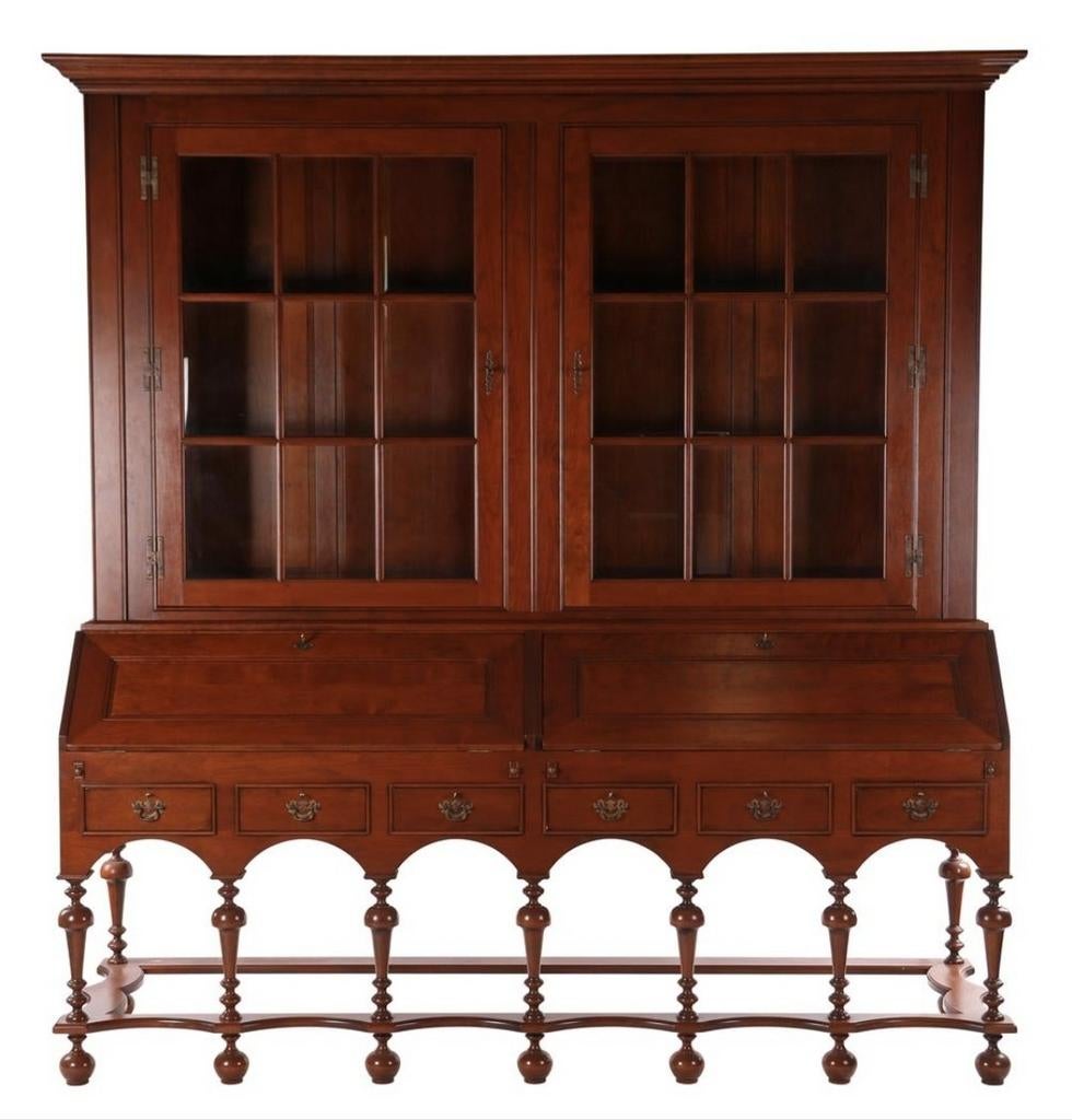 Klassieke Engelse vitrinekast boekenkast secretaire, Ophalen, 200 cm of meer, Zo goed als nieuw, 200 cm of meer