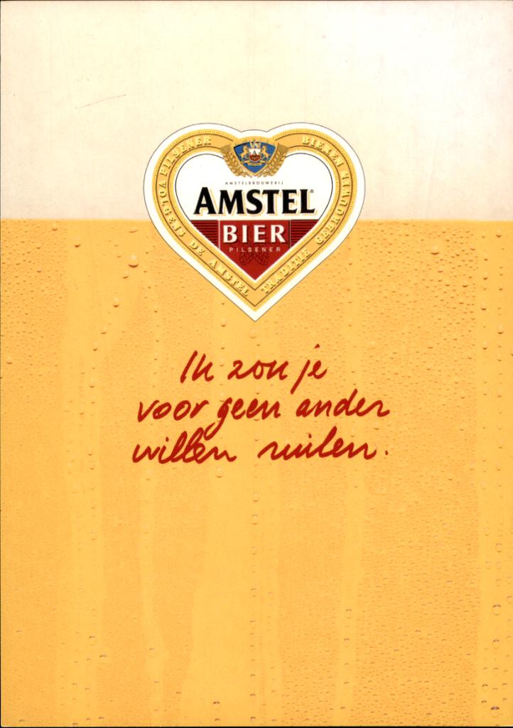 promotiekaart Amstel bier, ik zou je voor geen goud..., Verzenden, 1980 tot heden, Ongelopen, Overige thema's