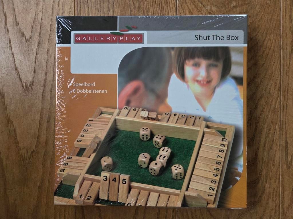 SHUT THE BOX, Hobby en Vrije tijd, Gezelschapsspellen | Overige, Een of twee spelers, Ophalen of Verzenden, Nieuw, GALLERYPLAY