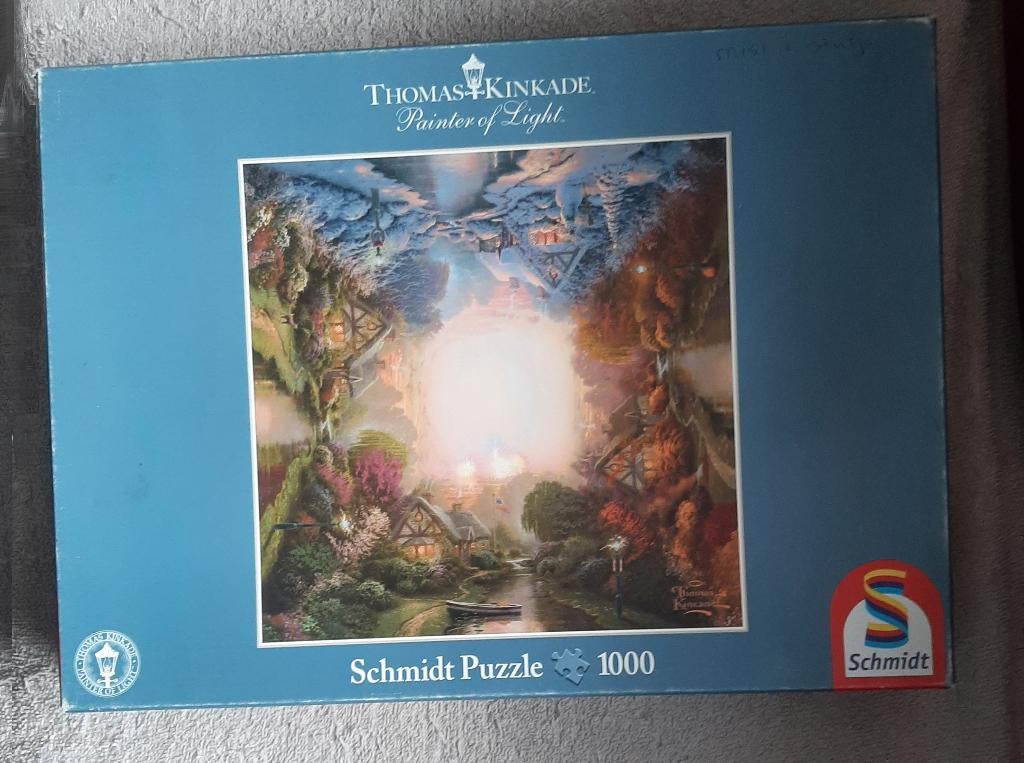Painter of light (Thomas Kinkade) (Schmidt puzzel), Ophalen of Verzenden, 500 t/m 1500 stukjes, Gebruikt, Legpuzzel