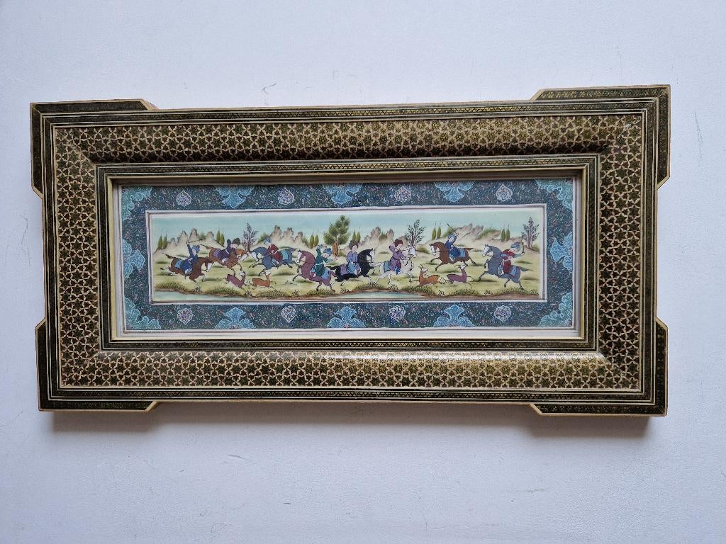 Oosters schilderij - Jachttafereel, Antiek en Kunst, Kunst | Schilderijen | Klassiek, Ophalen of Verzenden
