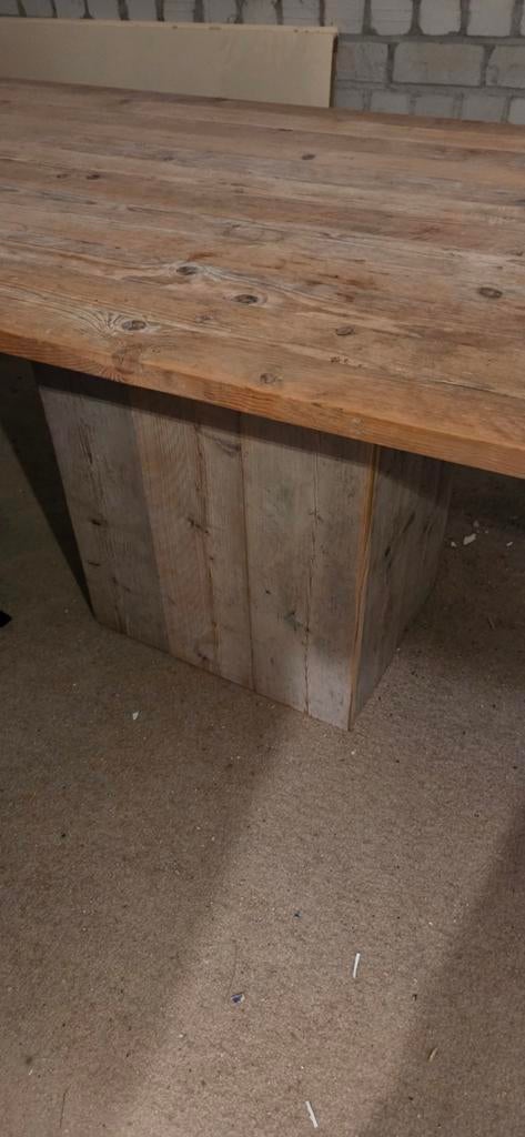 Steigerhouten Eettafel op Kolom - 200x100cm, Huis en Inrichting, Tafels | Eettafels, Gebruikt, Ophalen of Verzenden, 150 tot 200 cm