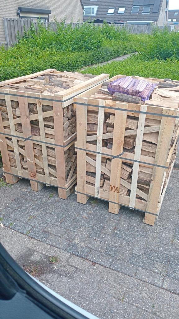 Mooi ovengedroogd haardhout gratis bezorgd eik beuk berk es, Tuin en Terras, Haardhout, 6 m³ of meer, Ophalen of Verzenden, Blokken