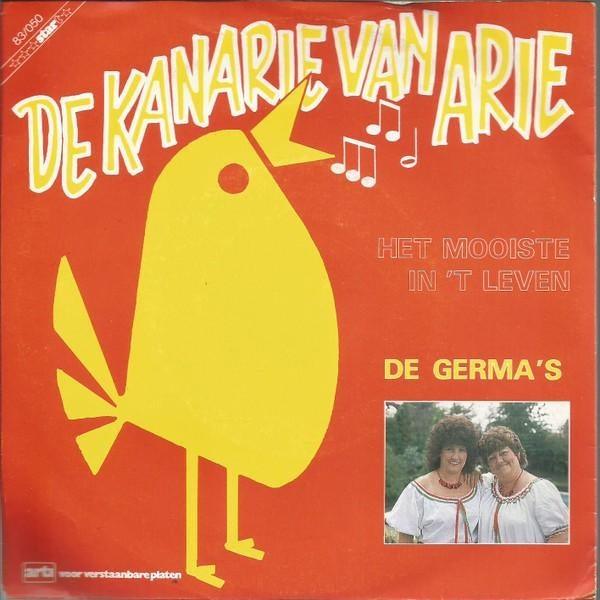 De Kanarie Van Arie - De Germa's Single, Ophalen of Verzenden, Zo goed als nieuw, Overige formaten, Levenslied of Smartlap