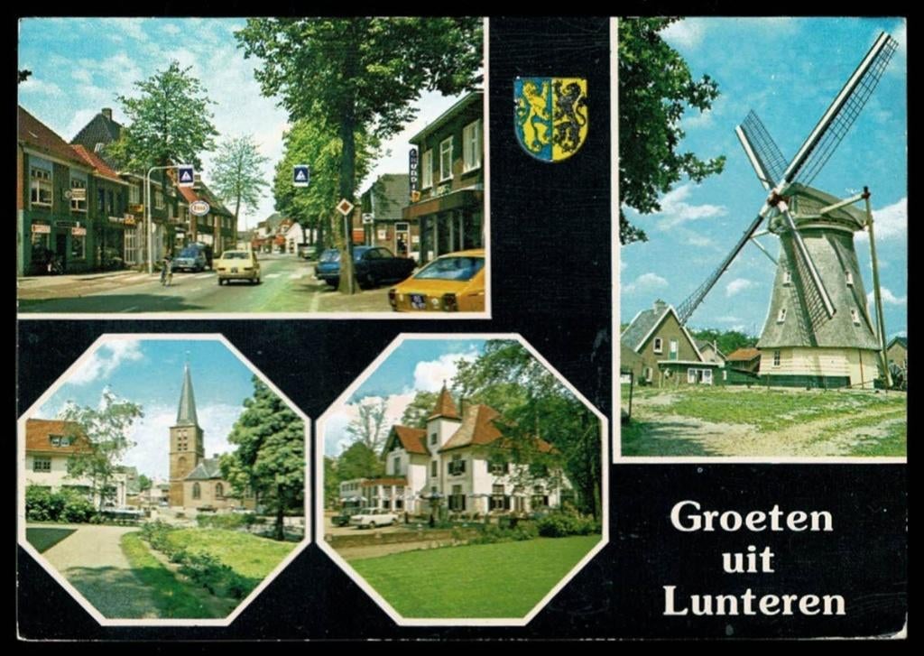 Lunteren : molen - kerk -  oude auto's, Verzenden, 1980 tot heden, Gelopen, Gelderland