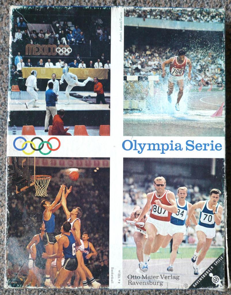 4 oude puzzels Olympische Spelen in 1 doos Ravensburger, Ophalen of Verzenden, Minder dan 500 stukjes, Zo goed als nieuw