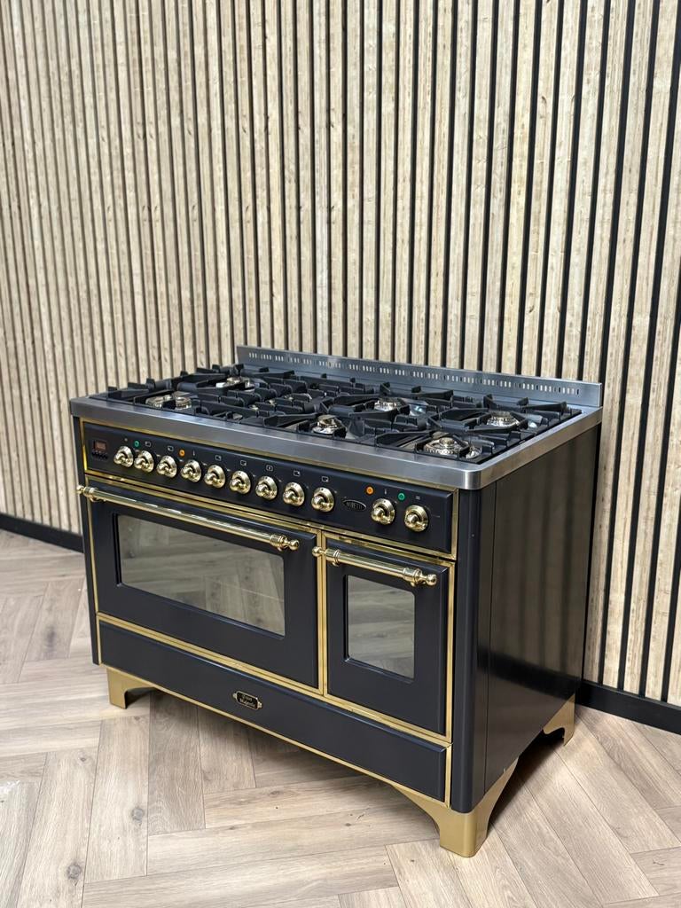 Prachtige Boretti Majestic 120cm Goud Messing + Visbrander, Witgoed en Apparatuur, Fornuizen, Warmhoudplaat, 60 cm of meer, Ophalen of Verzenden