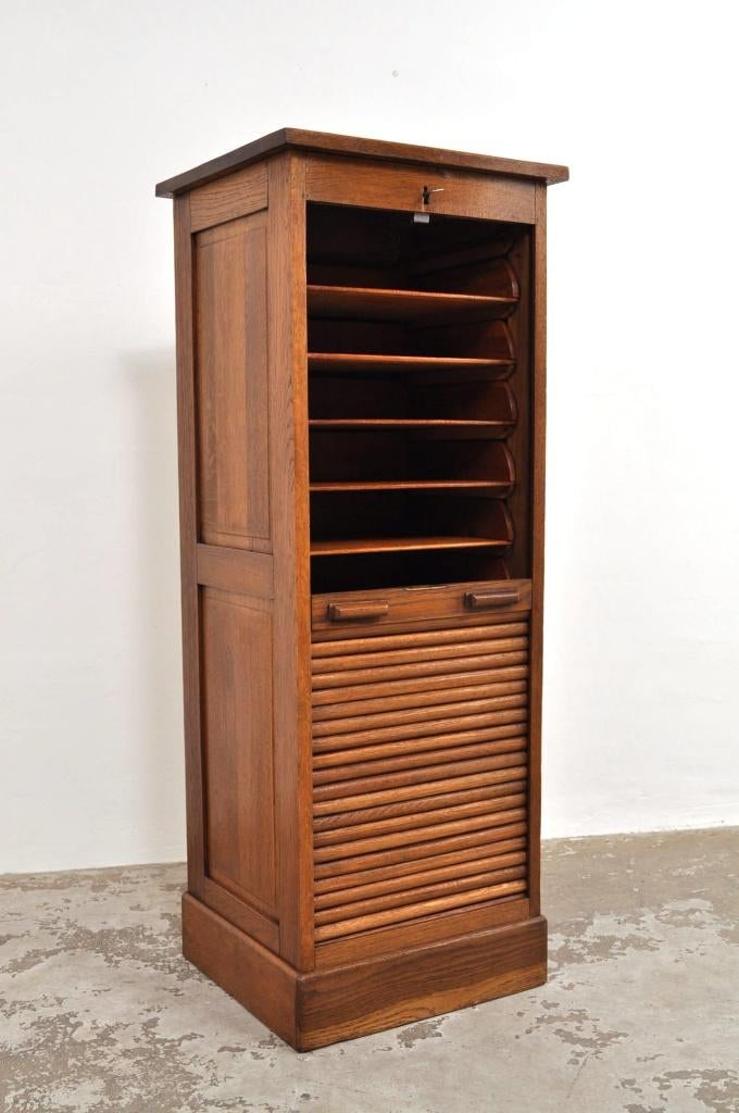 Antieke eiken roldeurkast archiefkast kast circa 1900