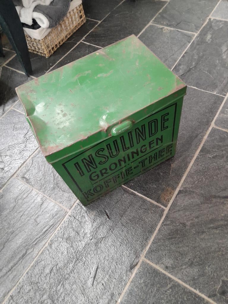 Oude Insulinde Koffie- en Theeblik, Antiek en Kunst, Antiek | Tin, Ophalen of Verzenden