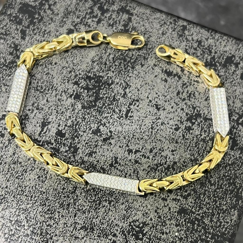 14 karaat gouden armband koningsschakel koningsarmband, Ophalen of Verzenden, Zo goed als nieuw, Goud
