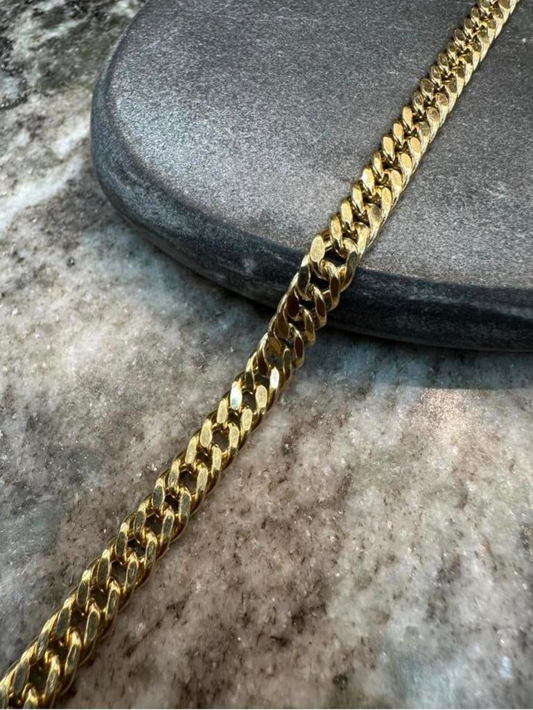 18k Gouden Gourmetten Armband, Sieraden, Tassen en Uiterlijk, Armbanden, Ophalen of Verzenden, Zo goed als nieuw, Goud