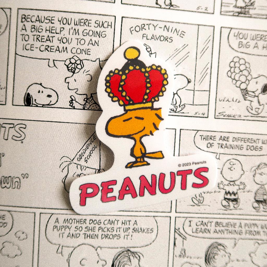 Woodstock van Peanuts/Snoopy strips kroontje Sticker, Verzenden, Snoopy, Nieuw, Plaatje, Poster of Sticker