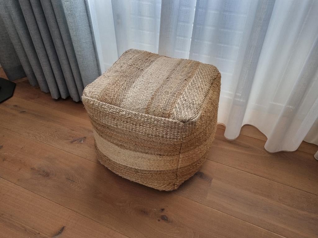 Poef / Voetensteun jute, Huis en Inrichting, Ophalen, Zo goed als nieuw