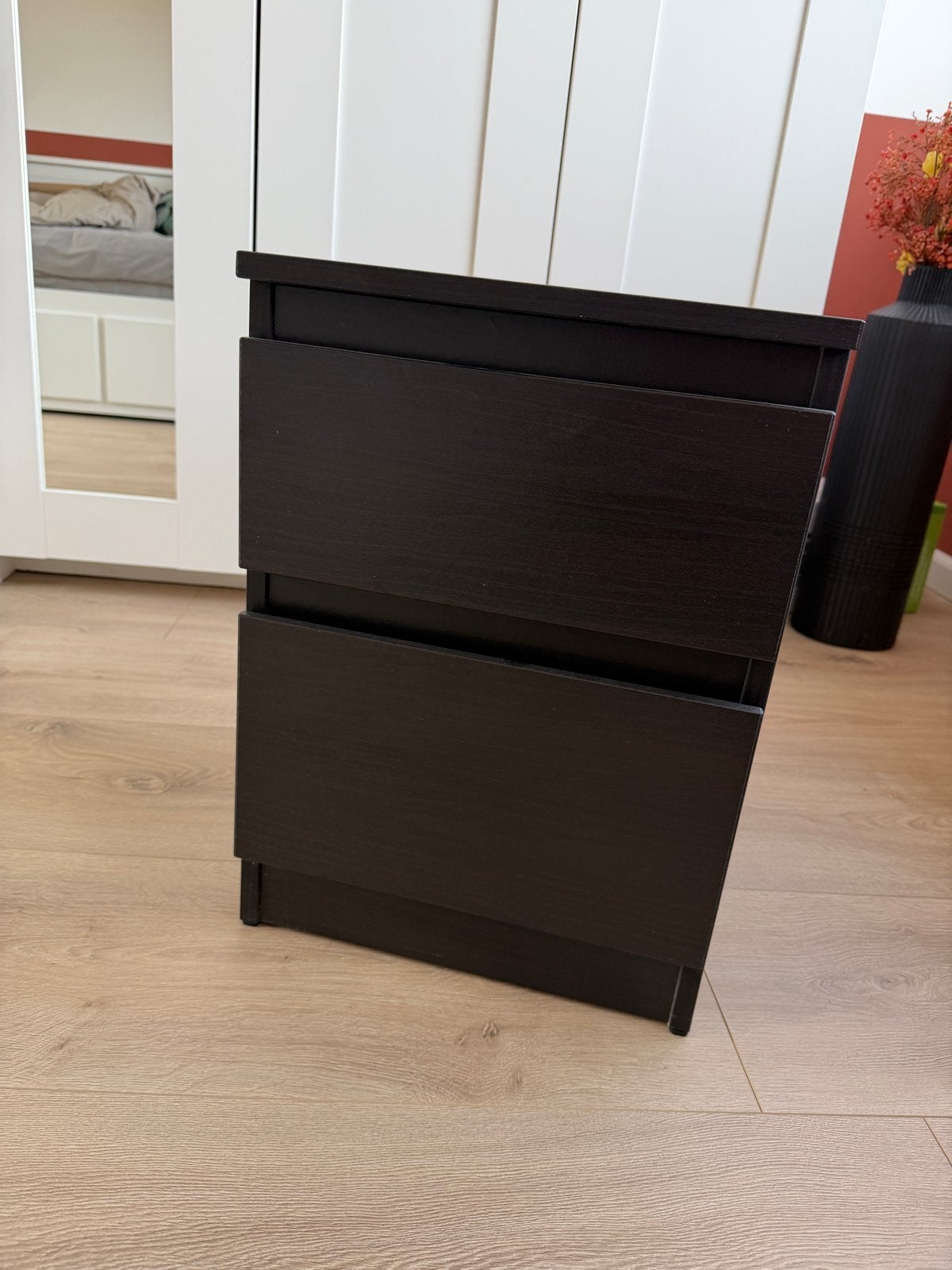 Ikea ladekast met 2 lades - Donkerbruin eikenpatroon, 1 of 2 laden, Ophalen, Gebruikt, Overige houtsoorten