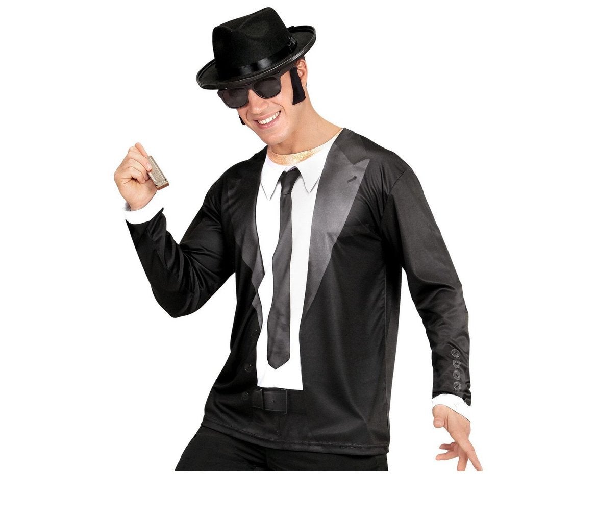 Carnaval Blues Brothers Shirt - Maat M/L (2 sets beschikbaar, Ophalen of Verzenden, Gebruikt, 170 of groter, Jongen of Meisje