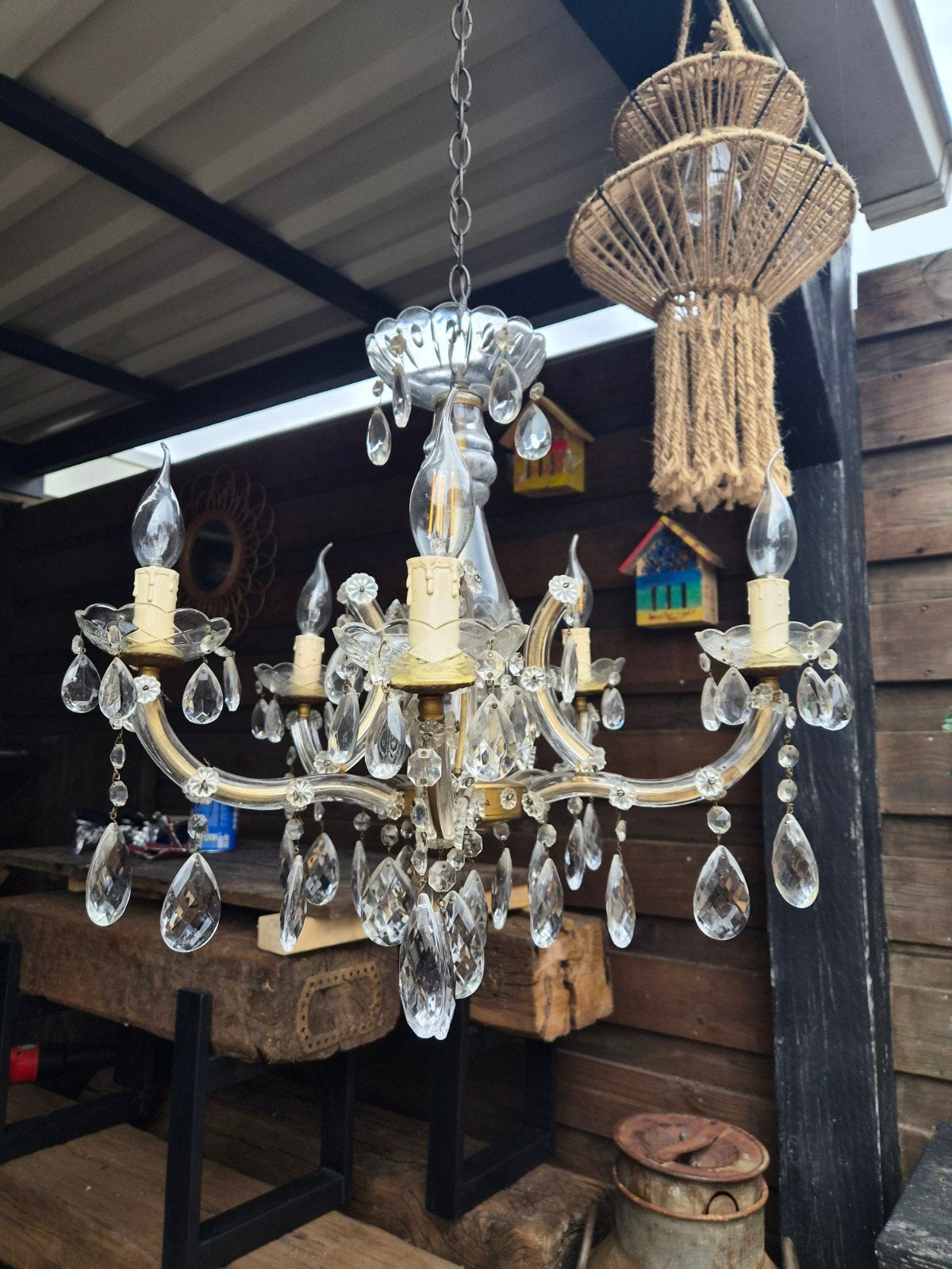 Antieke Franse kroonluchter, Ophalen, Glas